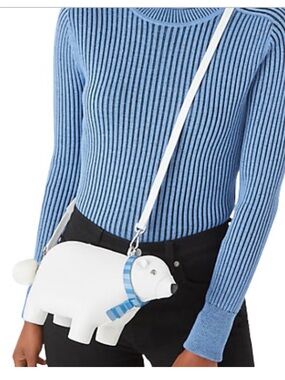 kate spade White Polar Bear Crossbody Bag with Blue Scarf